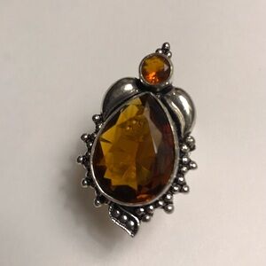 Smokey Topaz Stamped 925 Sterling Silver Ring